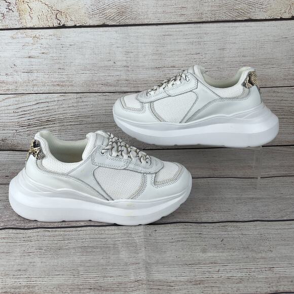 Rebeeca Minkoff Womens Sz 6 Platform Sneakers White Snakeskin - Picture 1 of 9